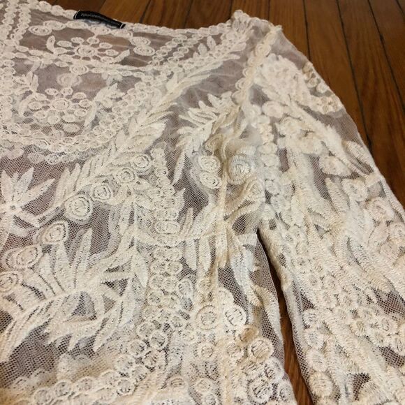 Boho Festival Lace Top Long Sleeve Large - Picture 2 of 8